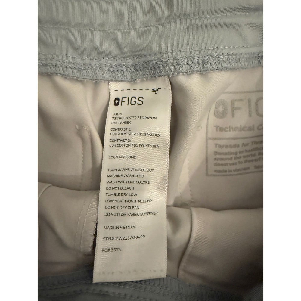 FIGS Technical Collection Scrub Pants Joggers Cream Blue Waist Small S/P - Picture 8 of 8